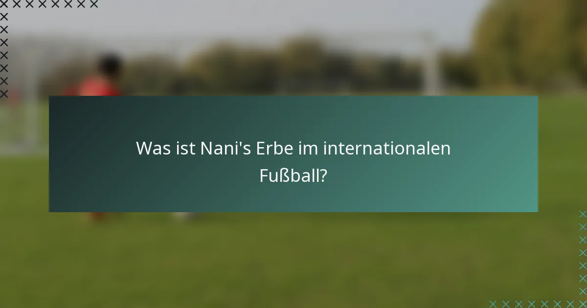 Was ist Nani's Erbe im internationalen Fußball?