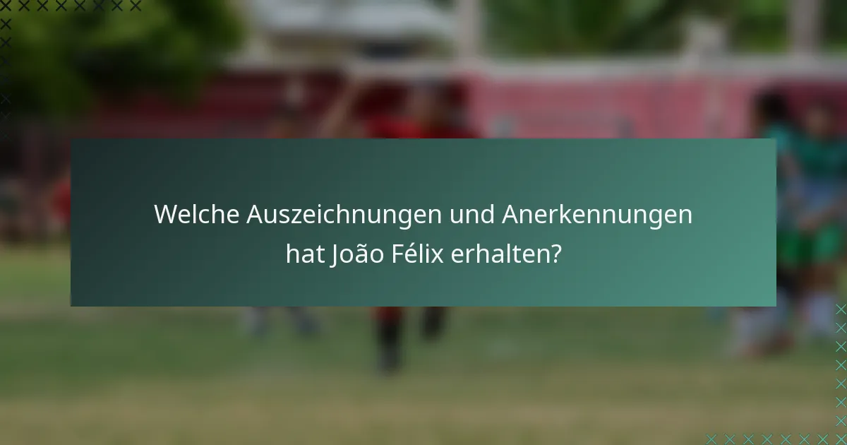 Welche Auszeichnungen und Anerkennungen hat João Félix erhalten?
