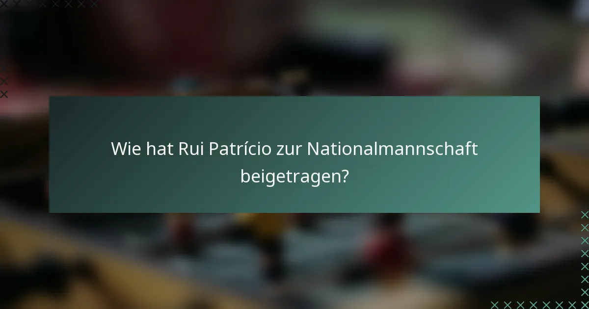 Wie hat Rui Patrício zur Nationalmannschaft beigetragen?