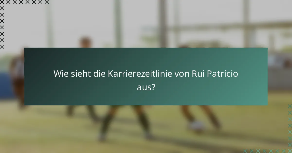 Wie sieht die Karrierezeitlinie von Rui Patrício aus?