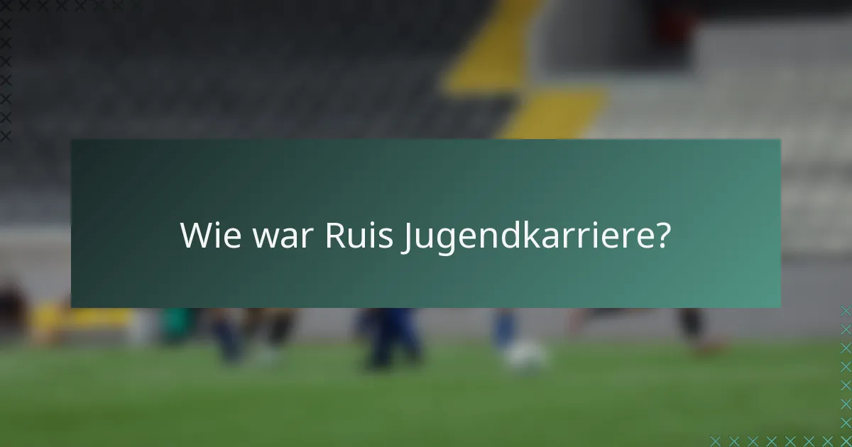 Wie war Ruis Jugendkarriere?