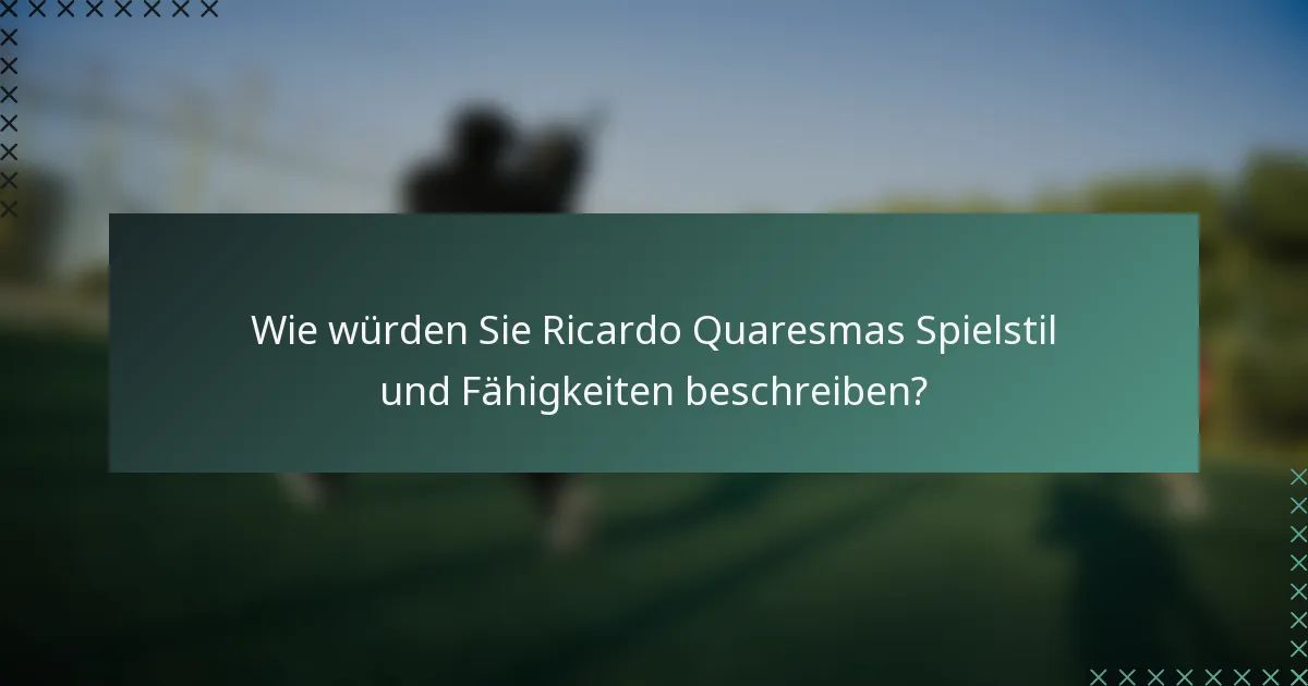 Wie würden Sie Ricardo Quaresmas Spielstil und Fähigkeiten beschreiben?